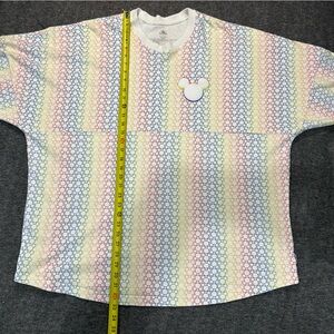 Disney White Top with Rainbow Mickey pattern